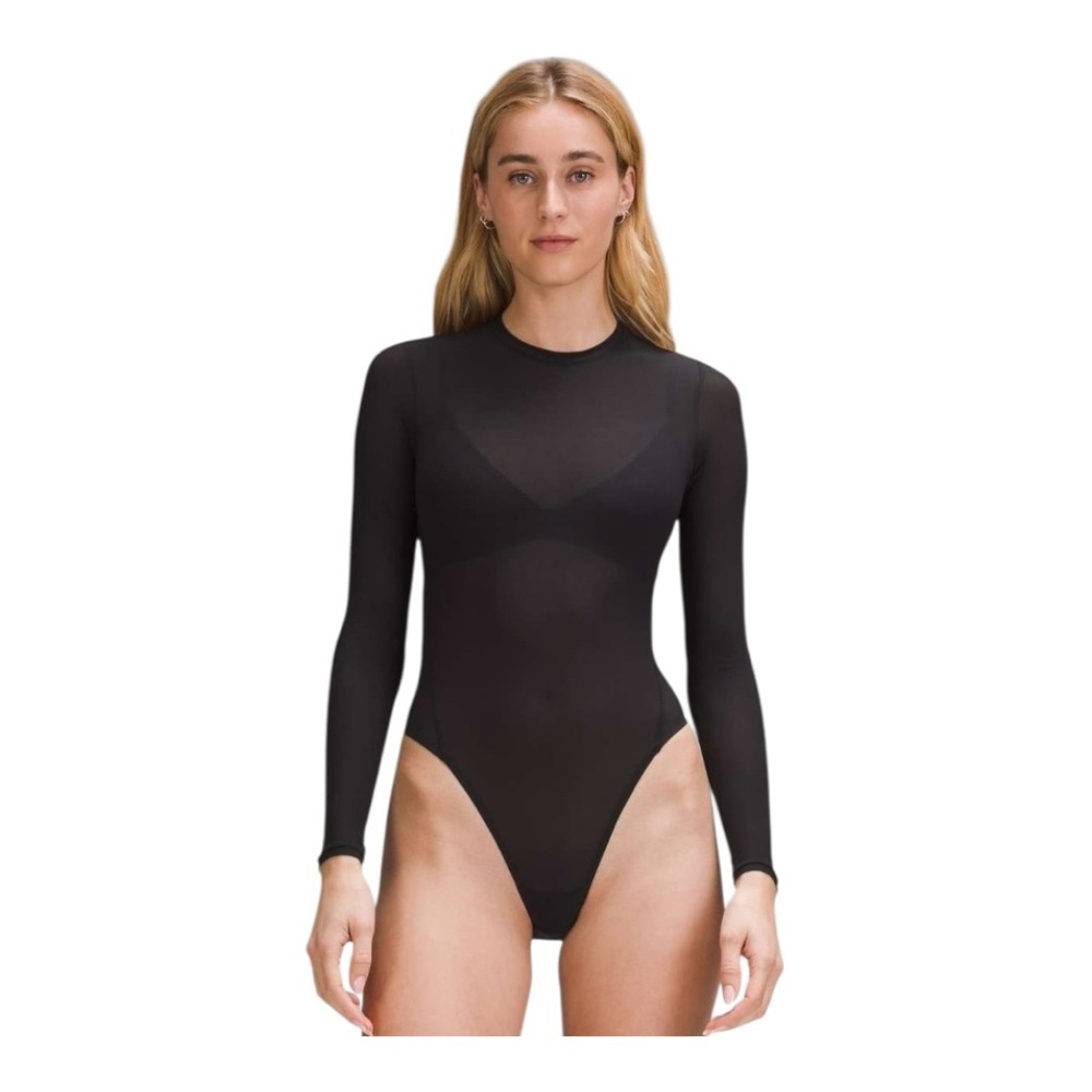 Lululemon Wundermost Nulu Mesh Long-Sleeve Crew Bodysuit Black XS (4) NWT